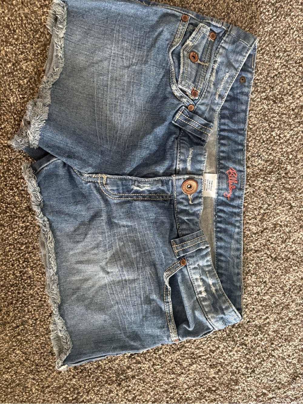 Billabong Women's Medium Blue Frayed Hem Denim Shorts